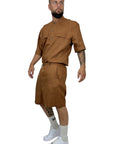 BROWN LINEN SHORTS