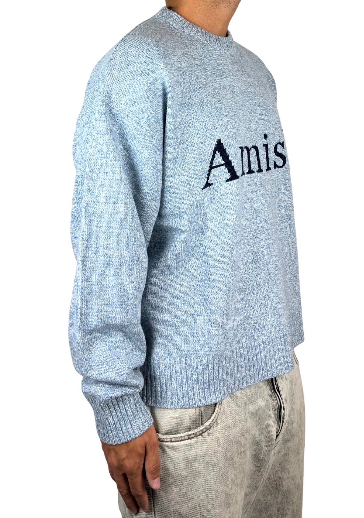 CREW NECK MULINE DUST BLUE
