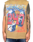 ROLLING DICE GRAPICH CUTOFF TEE KHAKI