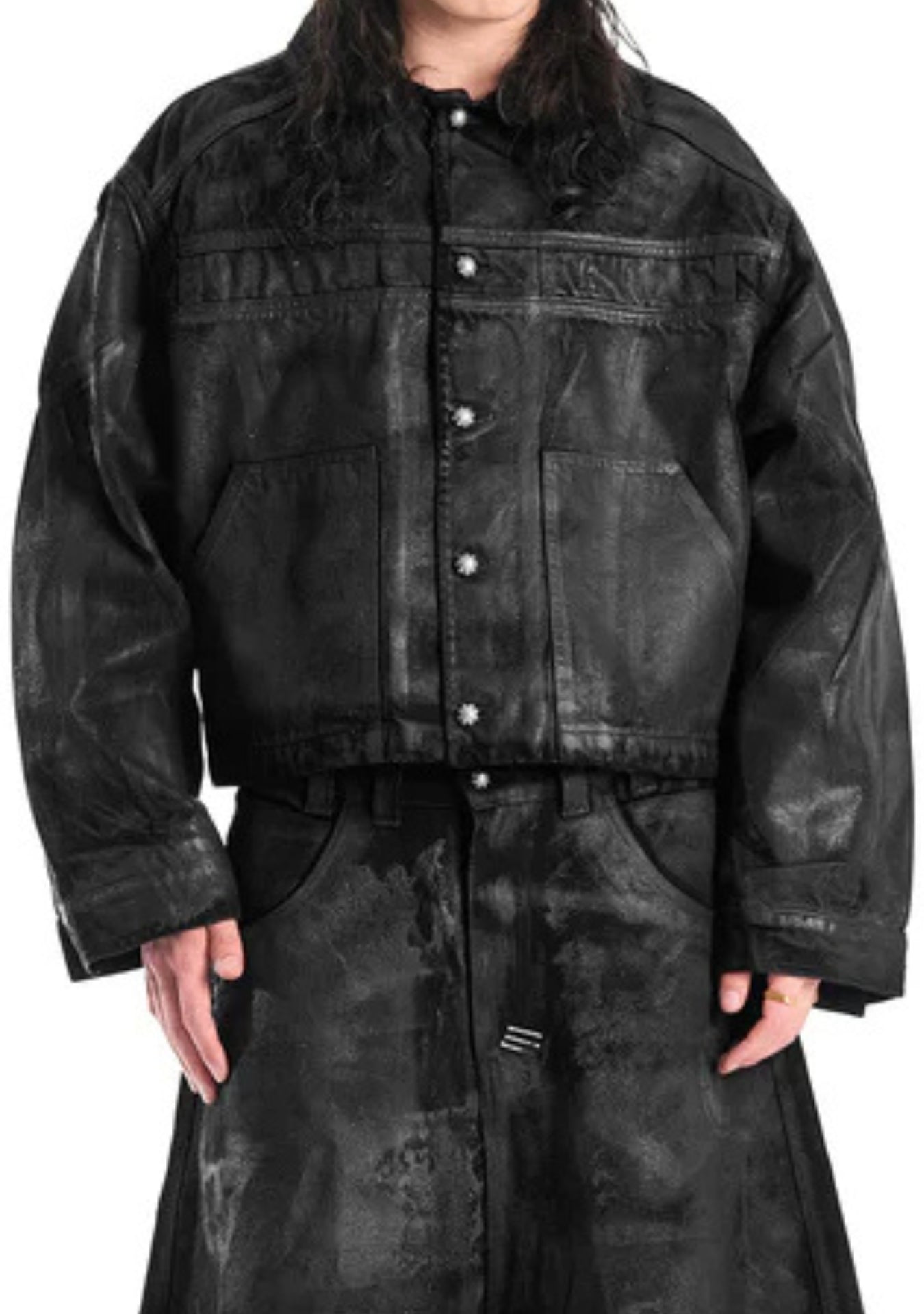 BLACK WAXED DENIM JACKET