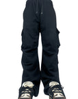 BLACK CARGO TROUSERS