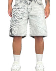 GREY WASH PAINTING ZIP SHORTS