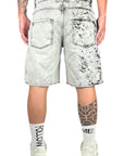GREY WASH PAINTING ZIP SHORTS
