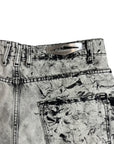 GREY WASH PAINTING ZIP SHORTS