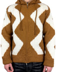 TOBACCO LONG HAIR SWEATER ZIP HOOD