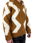 TOBACCO LONG HAIR SWEATER ZIP HOOD