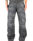 BLACK CAMOUFLAGE DENIM BAGGY