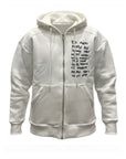 WHITE HOODIE ZIP TOO MANY