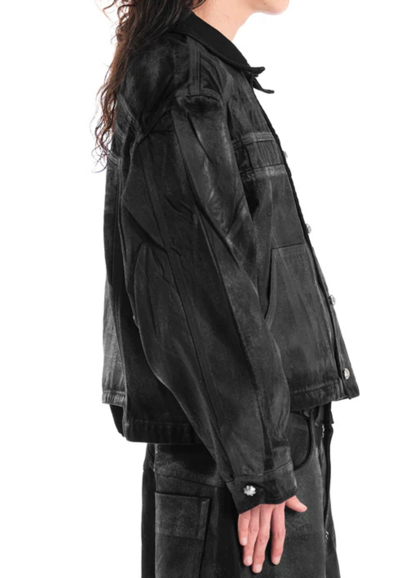 BLACK WAXED DENIM JACKET