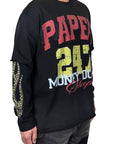 247 RHINESTONE DOUBLE LAYER TEE BLACK