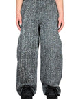 BLACK TEXTURED BOUCLE' DENIM PANTS