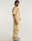 BEIGE CROPPED RIPSTOP SHIRT