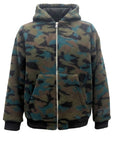 GREEN CAMOUFLAGE WOOL HOODIE