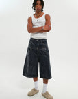DOUBLE RAW DENIM JORTS