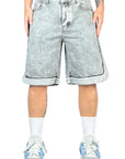 BASEBALL JERSEY GREY DENIM SHORTS