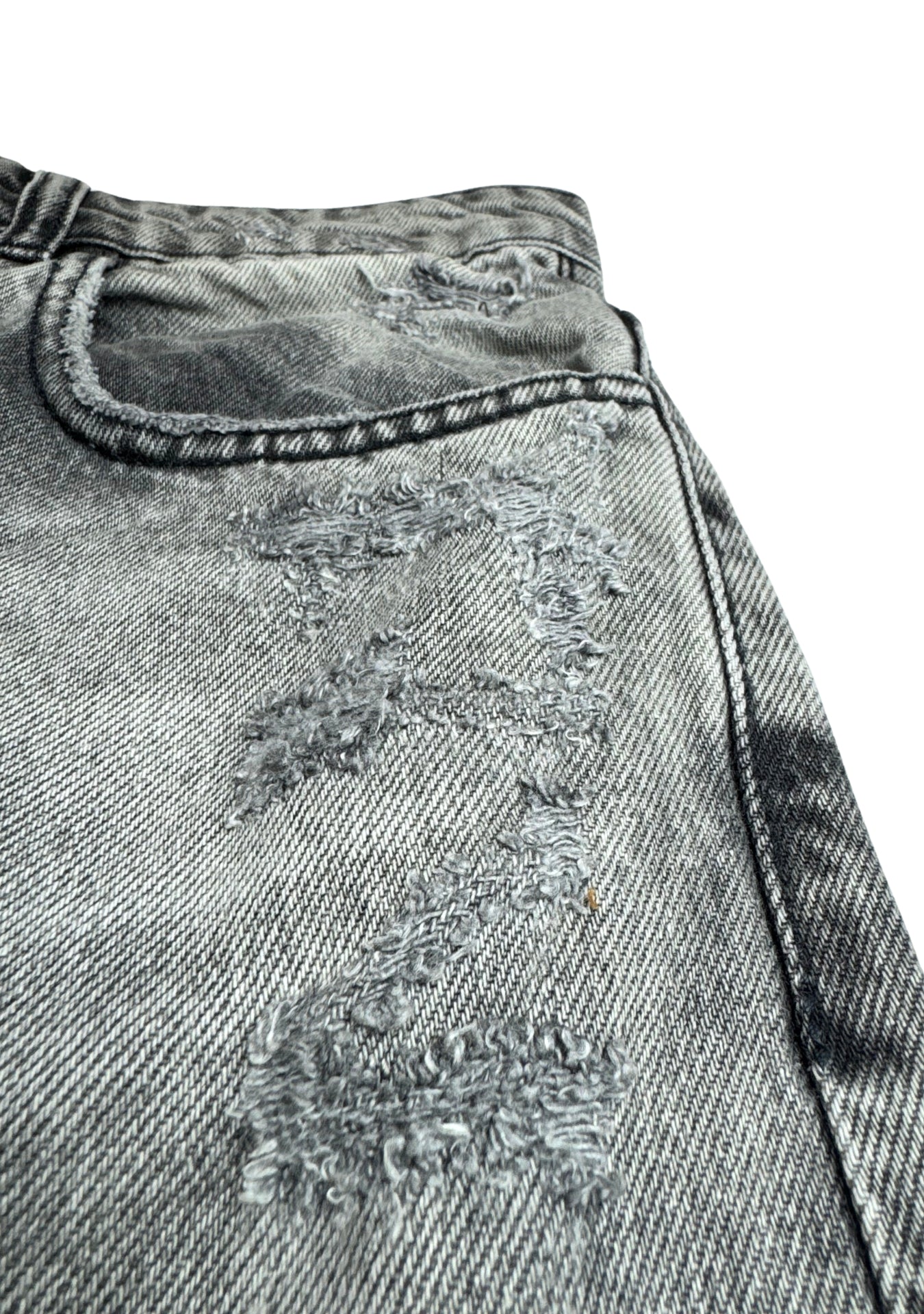 GREY DARK WASH CARGO BAGGY