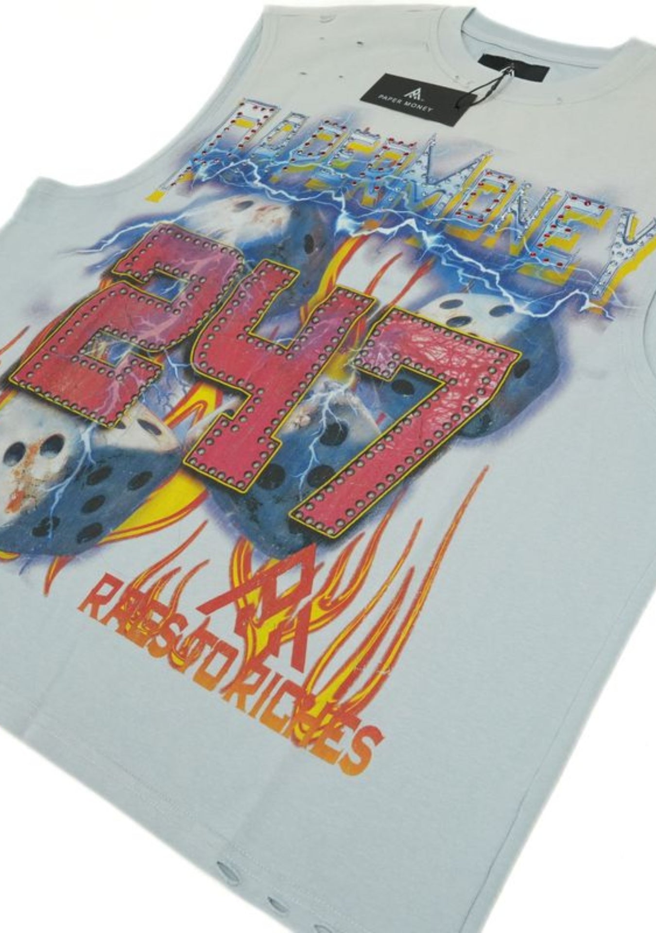 ROLLING DICE GRAPHIC CUTOFF TEE BLUE