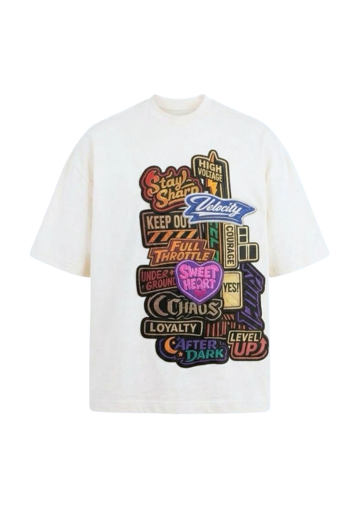 WHITE TEE MULTI-PATCH