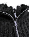 BLACK HALF DOUBLE ZIP SWEATER