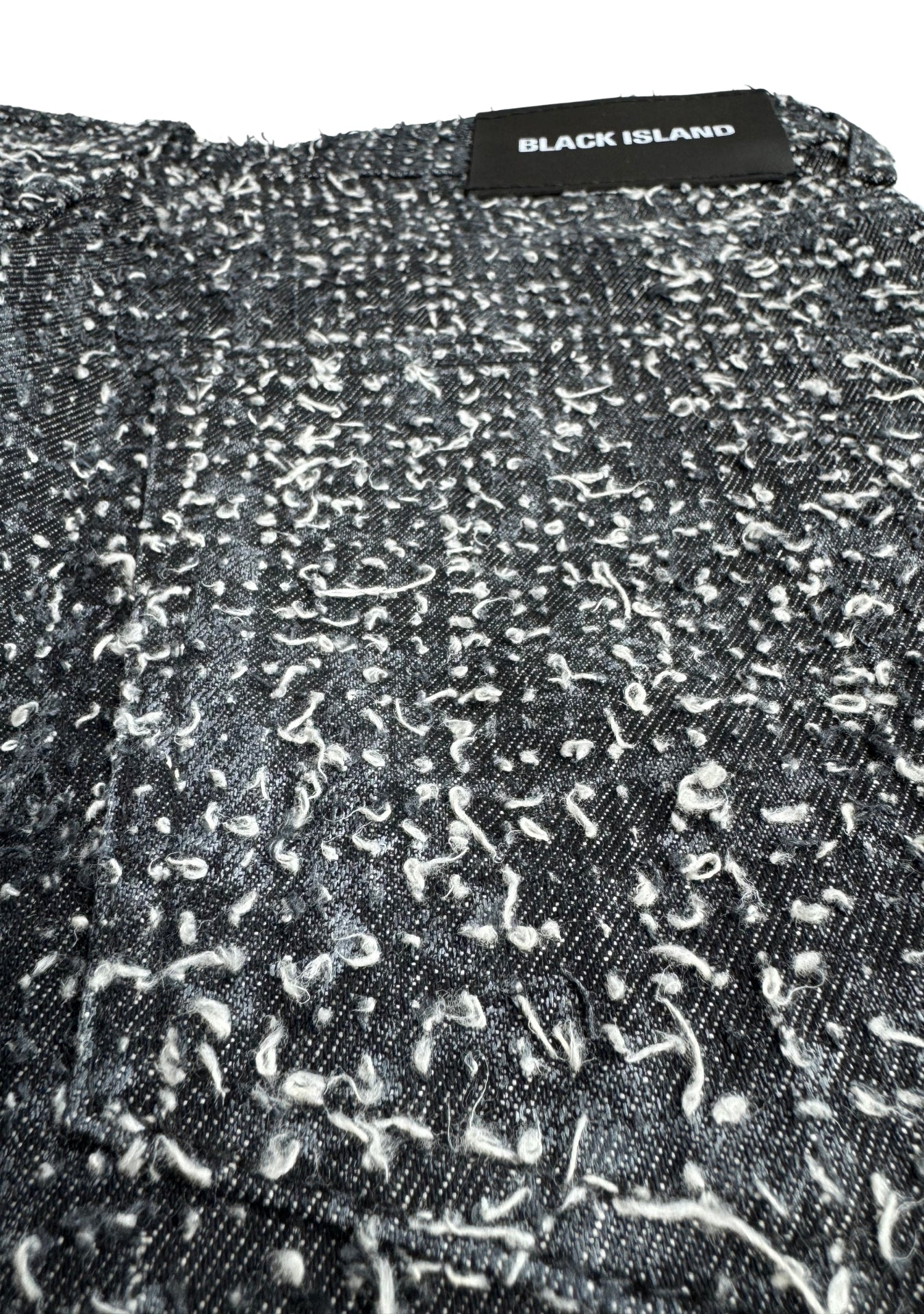 BLACK TEXTURED BOUCLE' DENIM PANTS