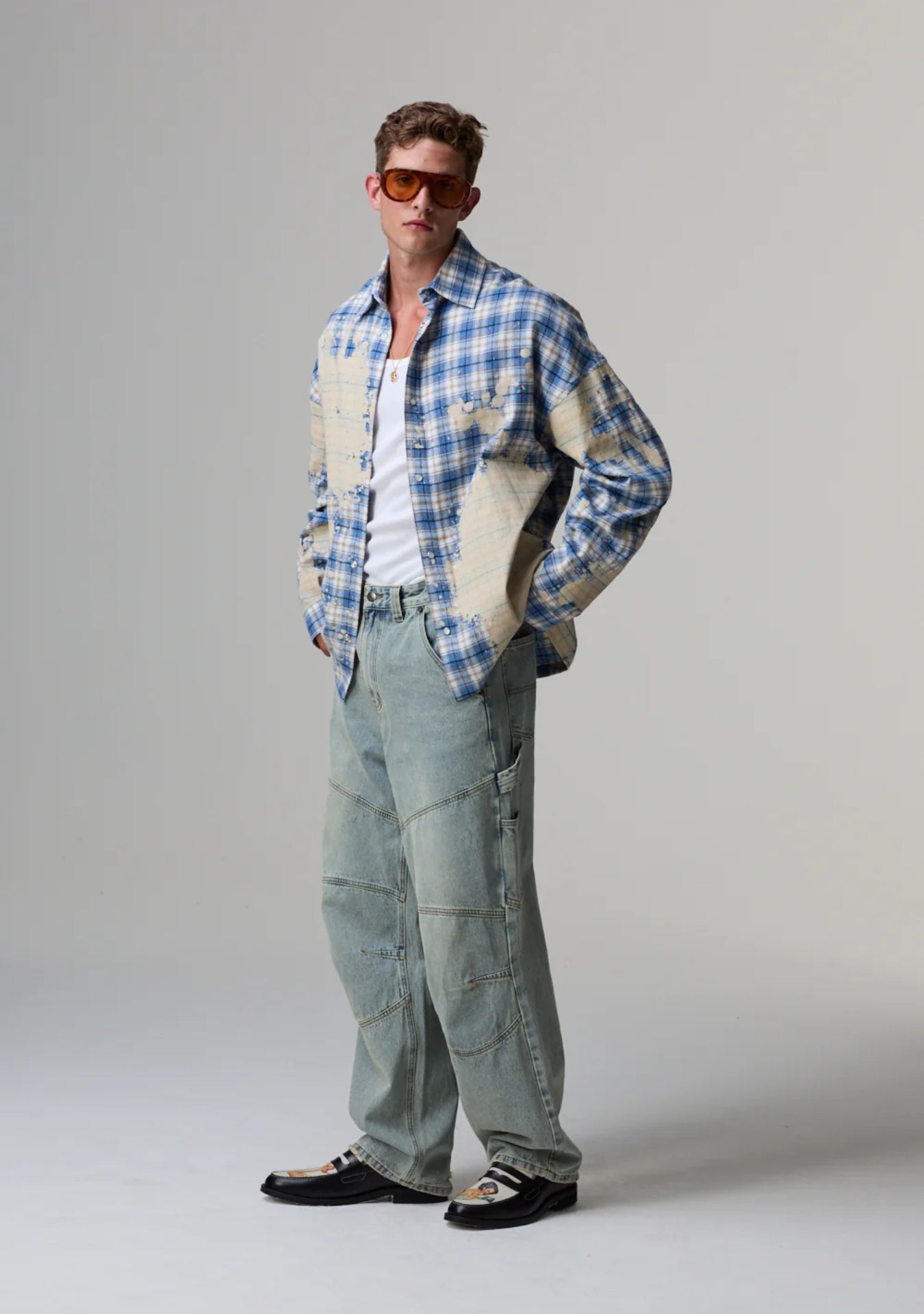 BLEACHED PLAID SHIRT