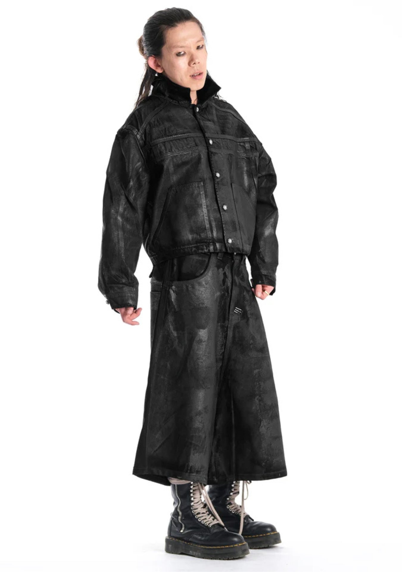 BLACK WAXED DENIM JACKET