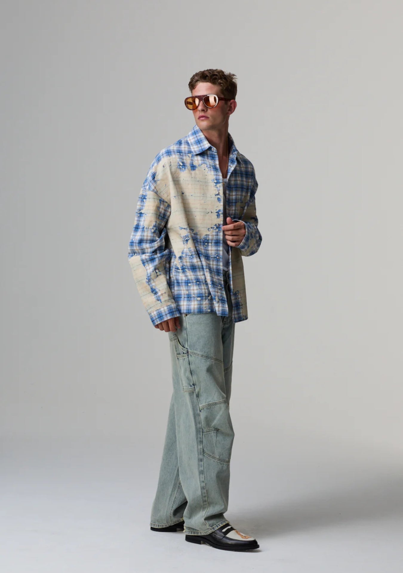 BLEACHED PLAID SHIRT