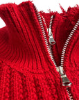 RED HALF DOUBLE ZIP SWEATER