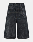 DOUBLE RAW DENIM JORTS