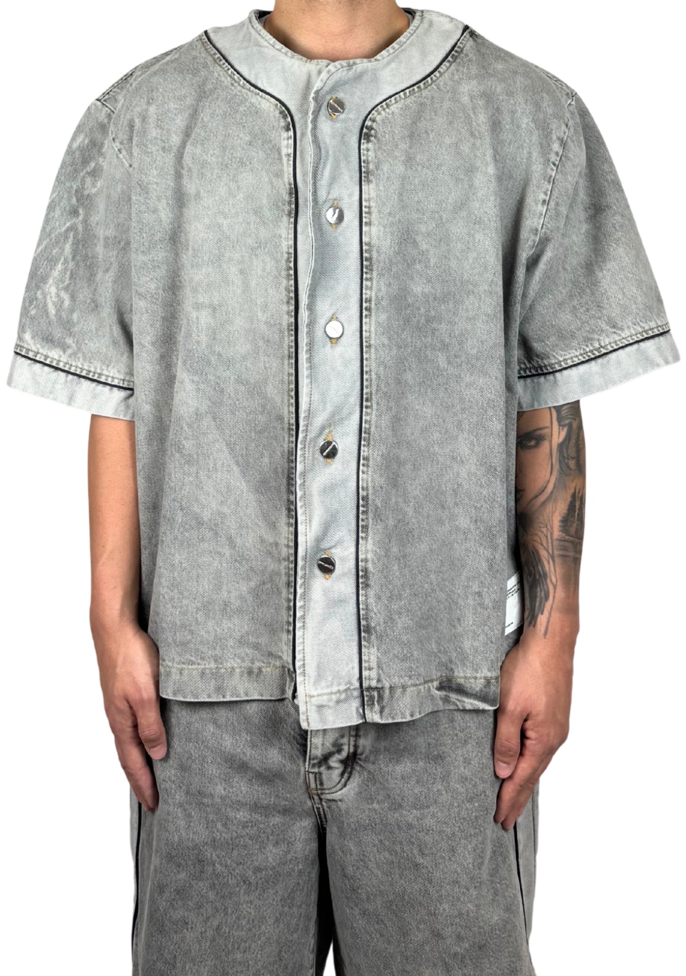 BASEBALL JERSEY GREY DENIM SHIRT
