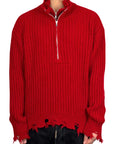 RED HALF DOUBLE ZIP SWEATER