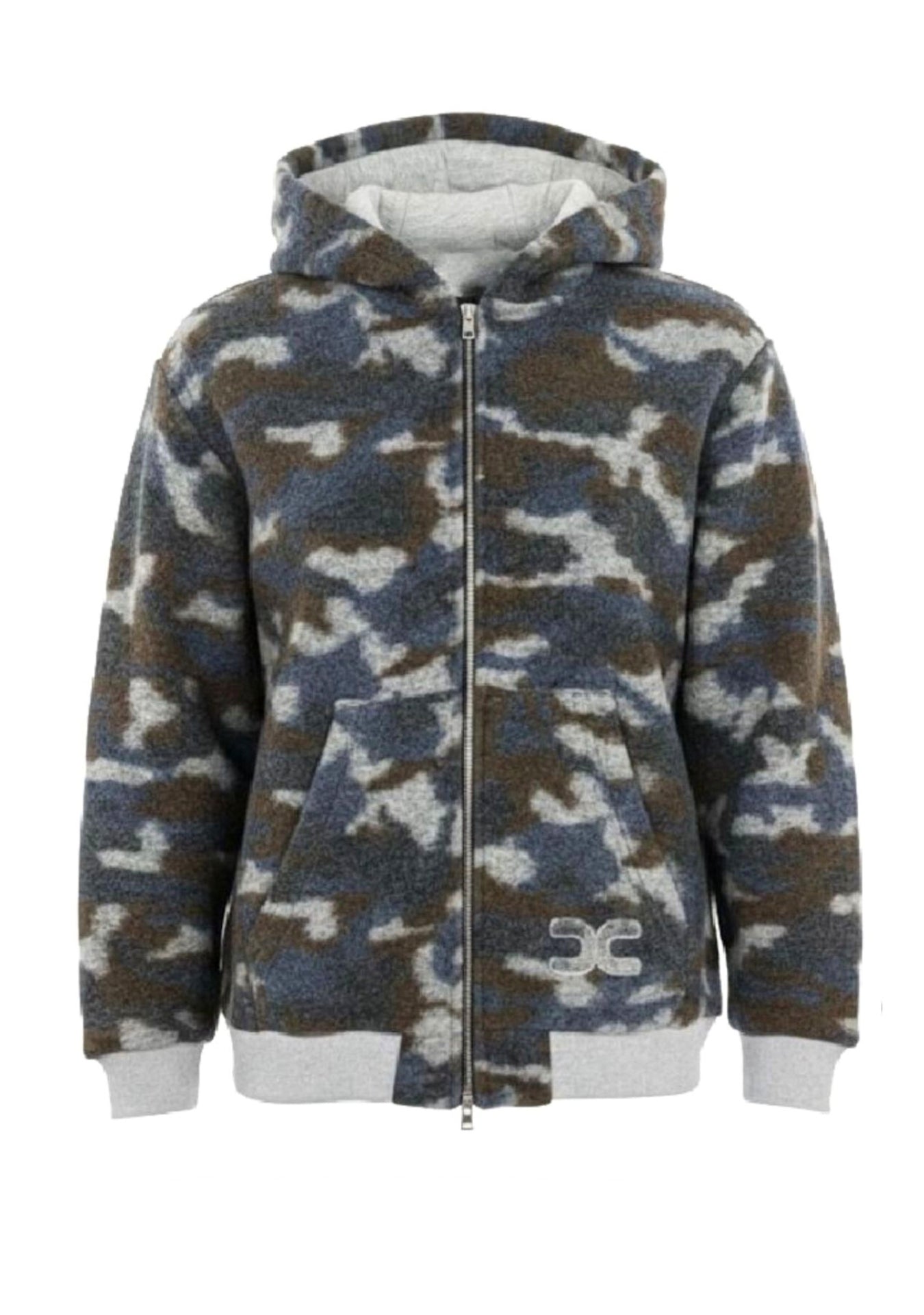 GREY CAMOUFLAGE WOOL HOODIE