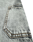 GREY LIGHT WASH CARGO BAGGY