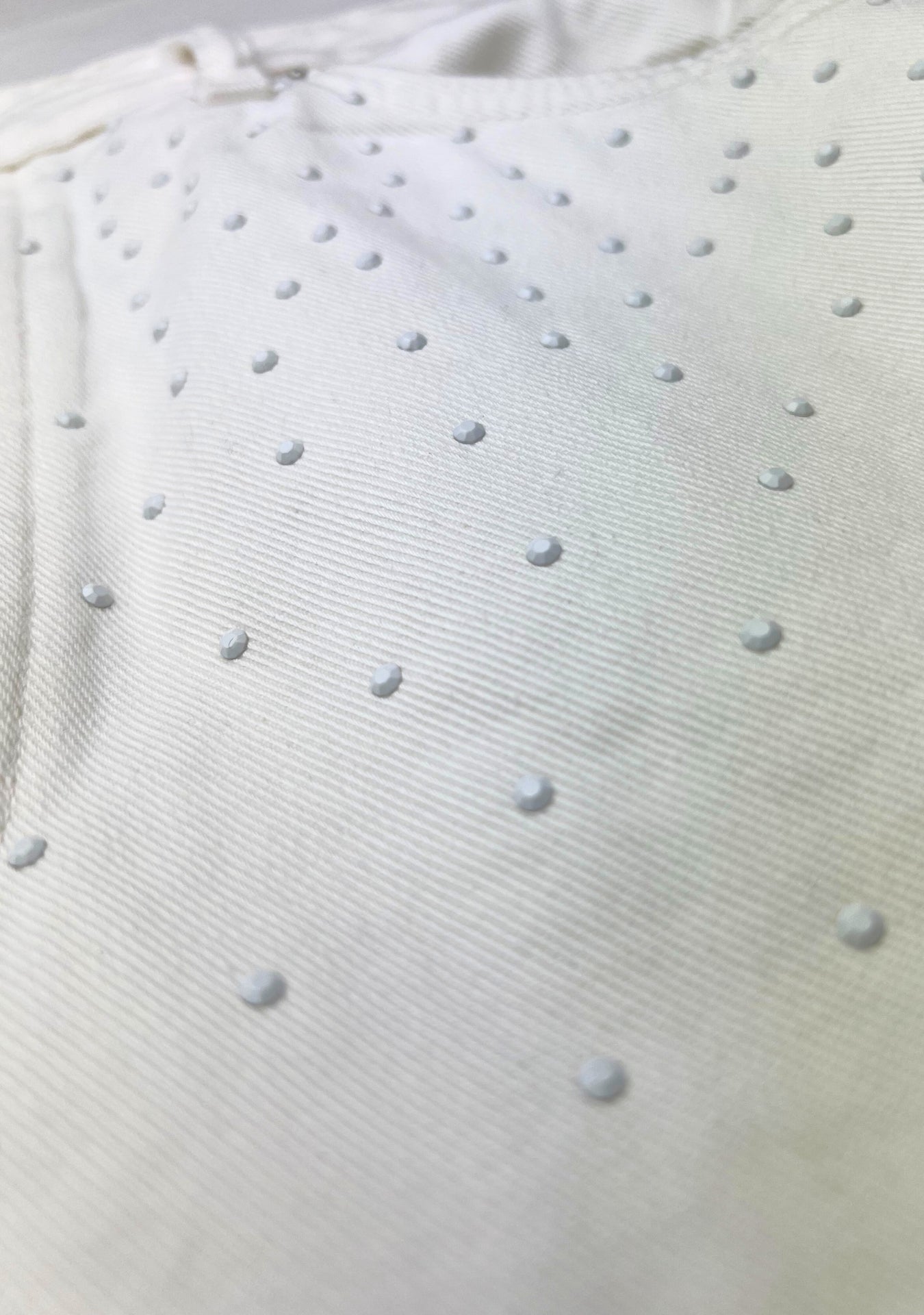 WHITE RHINESTONE BAGGY