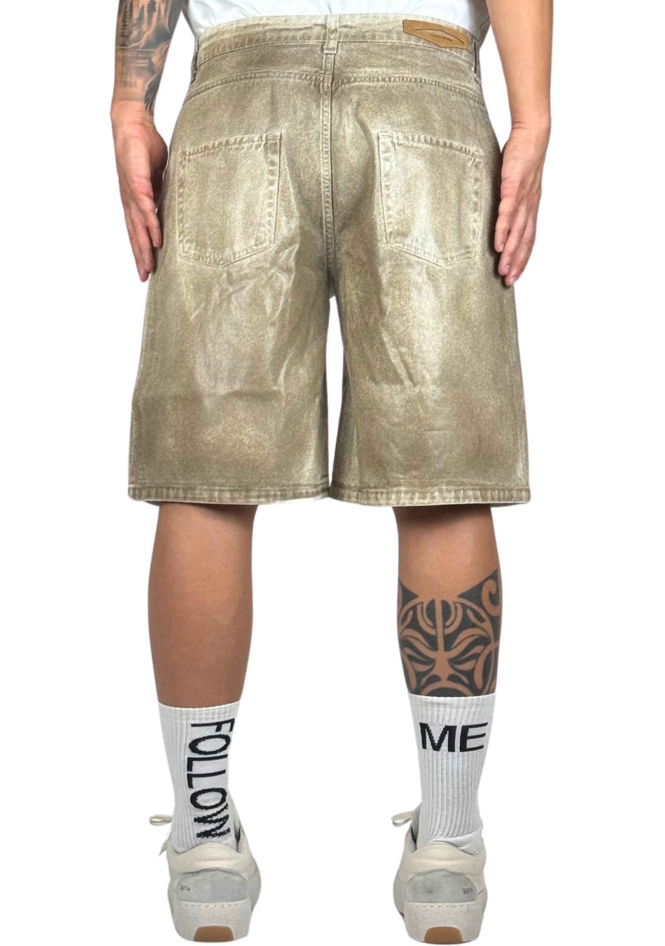 SHORTS BEIGE WAXED LEATHER