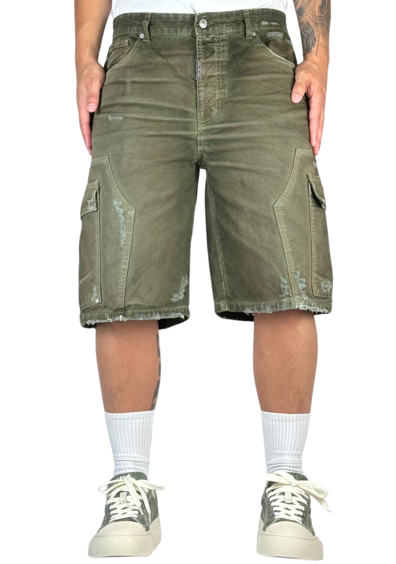 SHORTS CARGO GREEN PIGMENTED TRANSPARENT