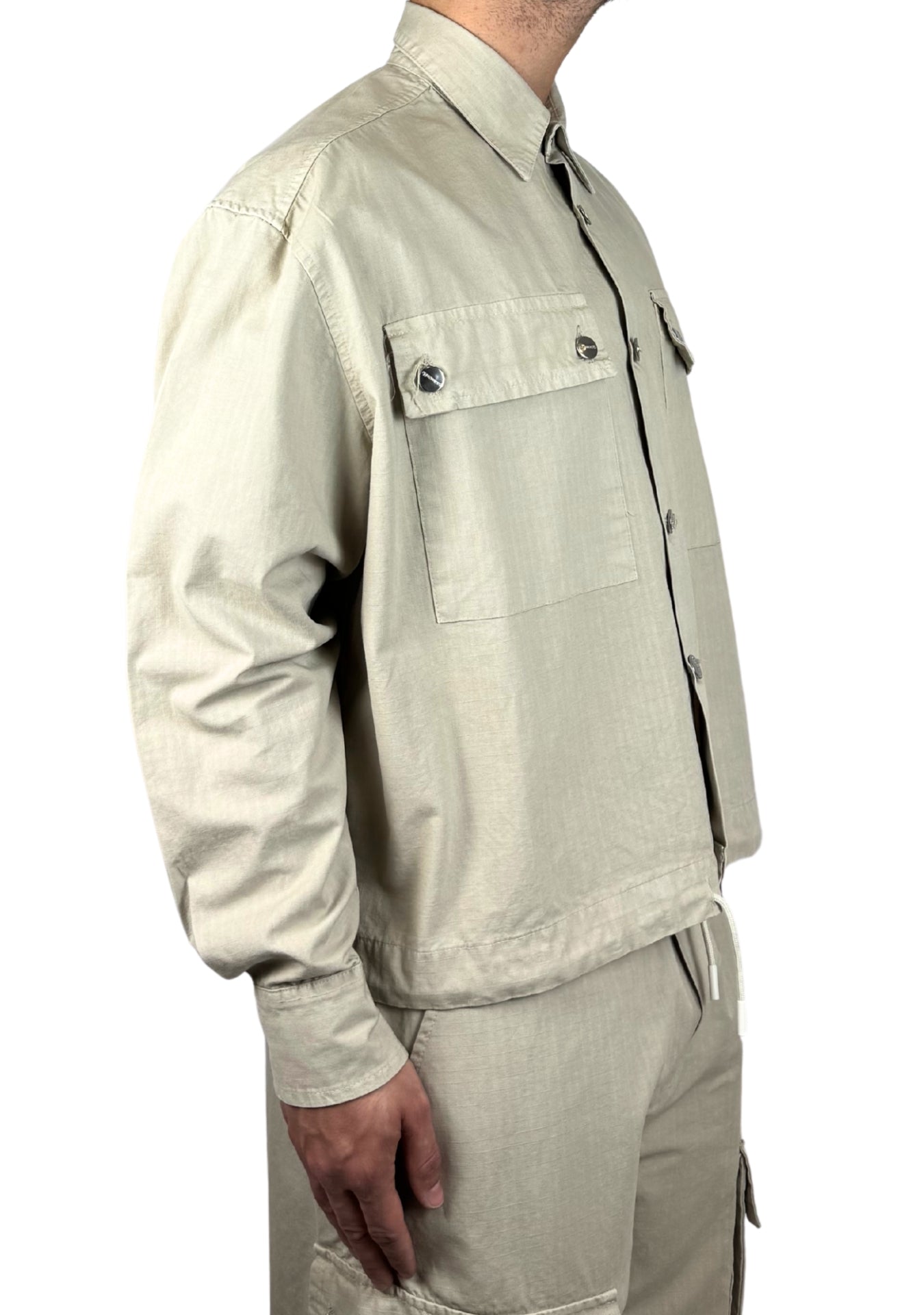 BEIGE RIPSTOP ELASTIC SHIRT