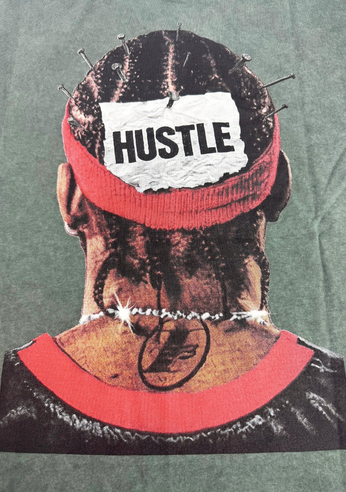 HUSTLE GREEN WASHED TEE