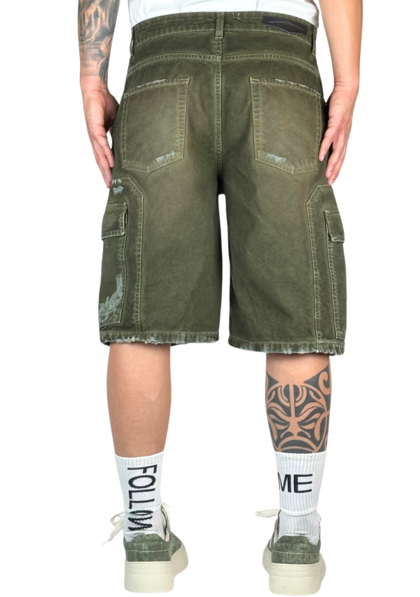 SHORTS CARGO GREEN PIGMENTED TRANSPARENT