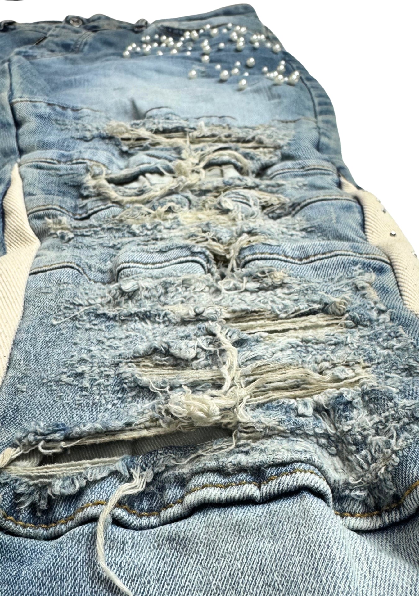 FLARE DENIM PEARLS AND RHINESTONES