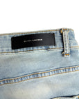 SANDBLASTED BLUE BIKER JEANS