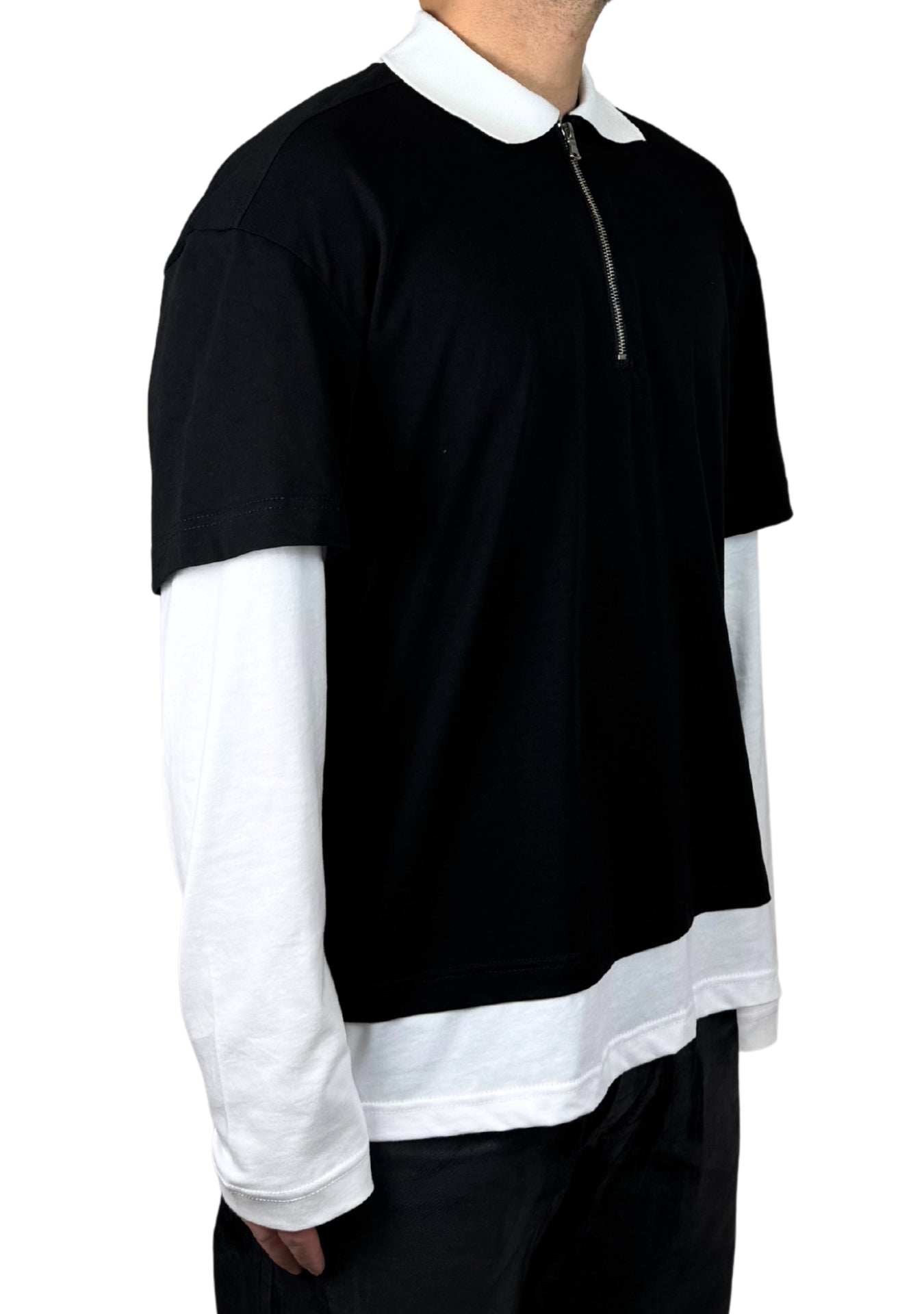 BLACK DOUBLE SLEEVED POLO RUTHLESS