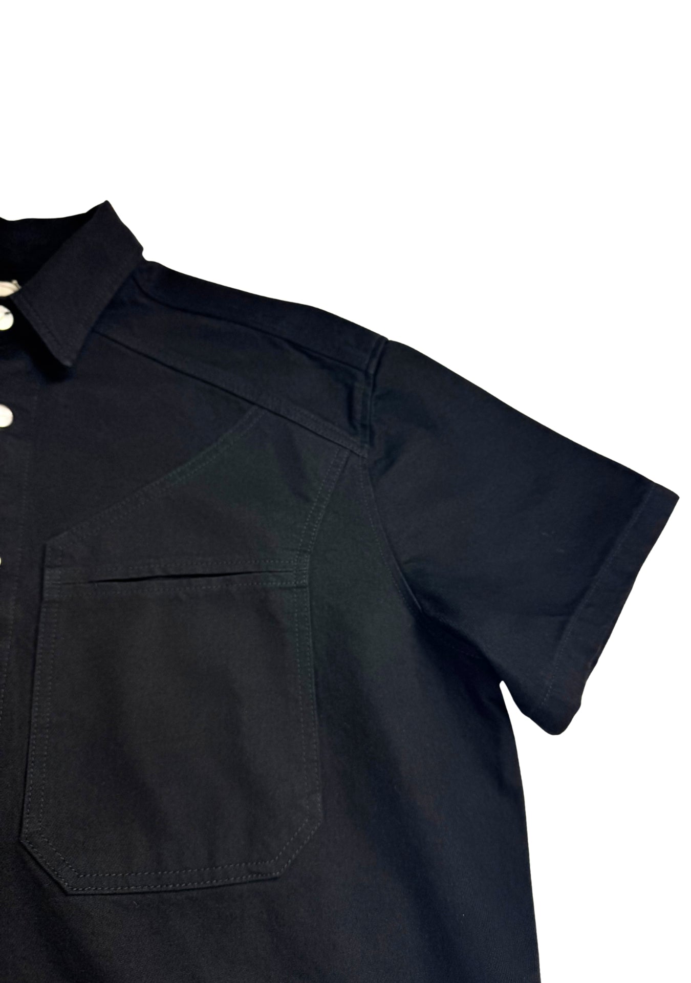 DOUBLE POCKET  BLACK DENIM SHIRT