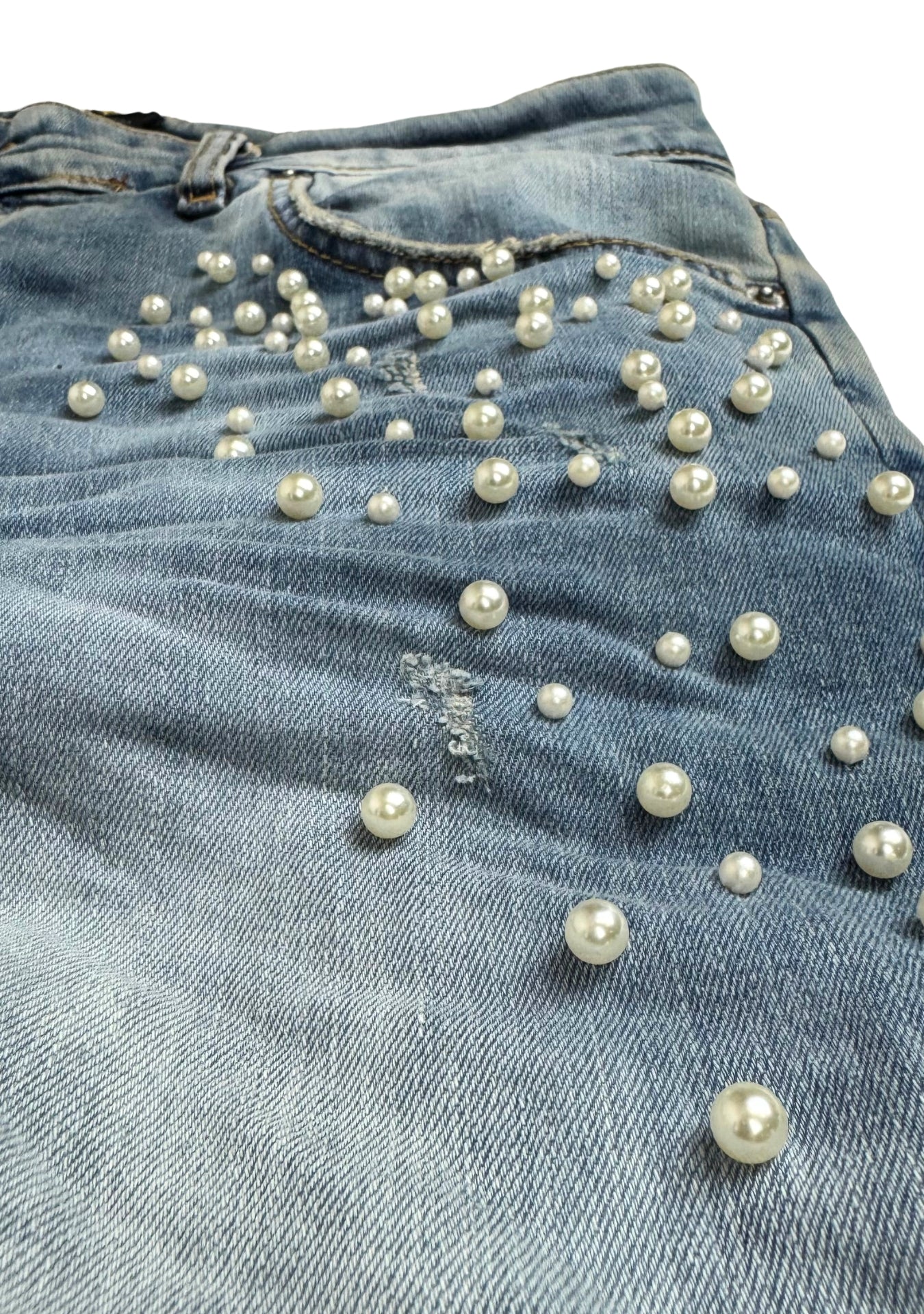 FLARE DENIM PEARLS AND RHINESTONES