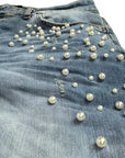 FLARE DENIM PEARLS AND RHINESTONES