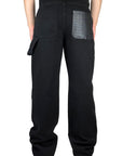 BLACK LEATHER PATCH BAGGY