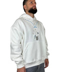 WHITE HOODIE EMBROIDERED CHAINS