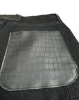 BLACK LEATHER PATCH BAGGY