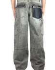 GREY LIGHT WASH CARGO BAGGY
