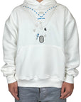 WHITE HOODIE EMBROIDERED CHAINS